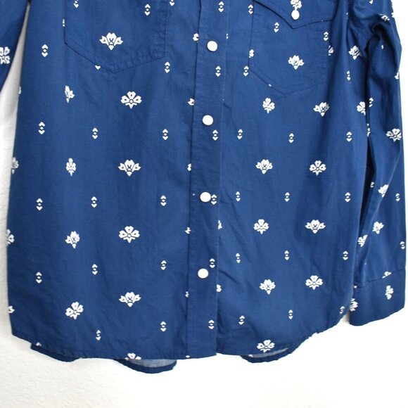 Wrangler Western Snap Button Shirt Sz M Floral Cowgirl Rodeo Artsy Aztec Cotton - Picture 8 of 16